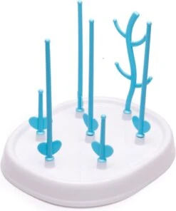 Merkloos Babyfles Droogrek - Flessen Droogrek - Afdruiprek Met Lekbak - Afwasrek - Baby Flesjes Droogrek - Flessenrek - Kraamcadeau - Baby Cadeau - Blauw -Zuigelingenvoeding 1001x1200