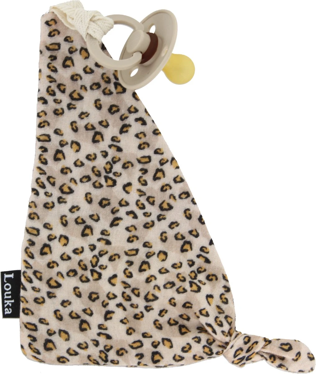 Louka Speendoekje Driehoek Panter Licht - Hydrofiel Katoen - Bruin - Speenknuffel - Excl. Bibs Speen 2 Louka Speendoekje Driehoek Panter Licht - Hydrofiel Katoen - Bruin - Speenknuffel - Excl. Bibs Speen