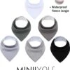 MINIIYOU - Set 6 Stuks Bandana Slabbetjes - Effen Grijs Wit - Waterproof – Jongens Meisjes - Puntslabbetjes - Katoen + Fleece -Zuigelingenvoeding 1024x1200 2
