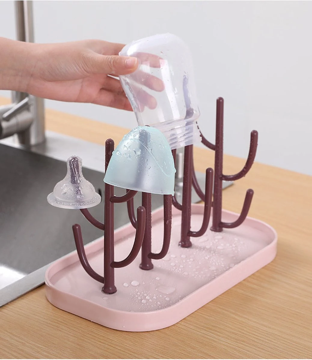 Ever Home Flessen Droogrek - Baby Flessenrek - Afdruiprek Baby - Droogrek - Drying Rack - Roze 3 Ever Home Flessen Droogrek - Baby Flessenrek - Afdruiprek Baby - Droogrek - Drying Rack - Roze