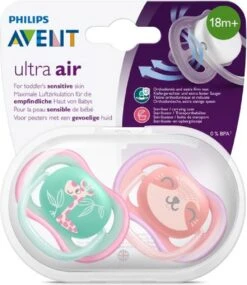 Philips Avent Ultra Air Fopspeen - 18m + - Roze/Groen Giraf/panda 18 Philips Avent Ultra Air Fopspeen - 18m + - Roze/Groen Giraf/panda -Zuigelingenvoeding 1041x1200