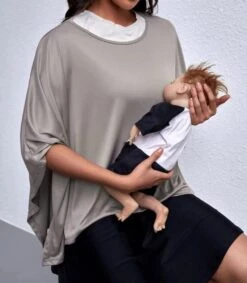 Borstvoeding Poncho/ Borstvoeding T-shirt/ Borstvoedingsdoek/Makkelijk Draagbare En Niet Opvallend Voedingsshirt/Afschermdoek Tijdens Voeden/ Ademende Voedingshoes/54cm X 58 Cm/ -Zuigelingenvoeding 1046x1200 4