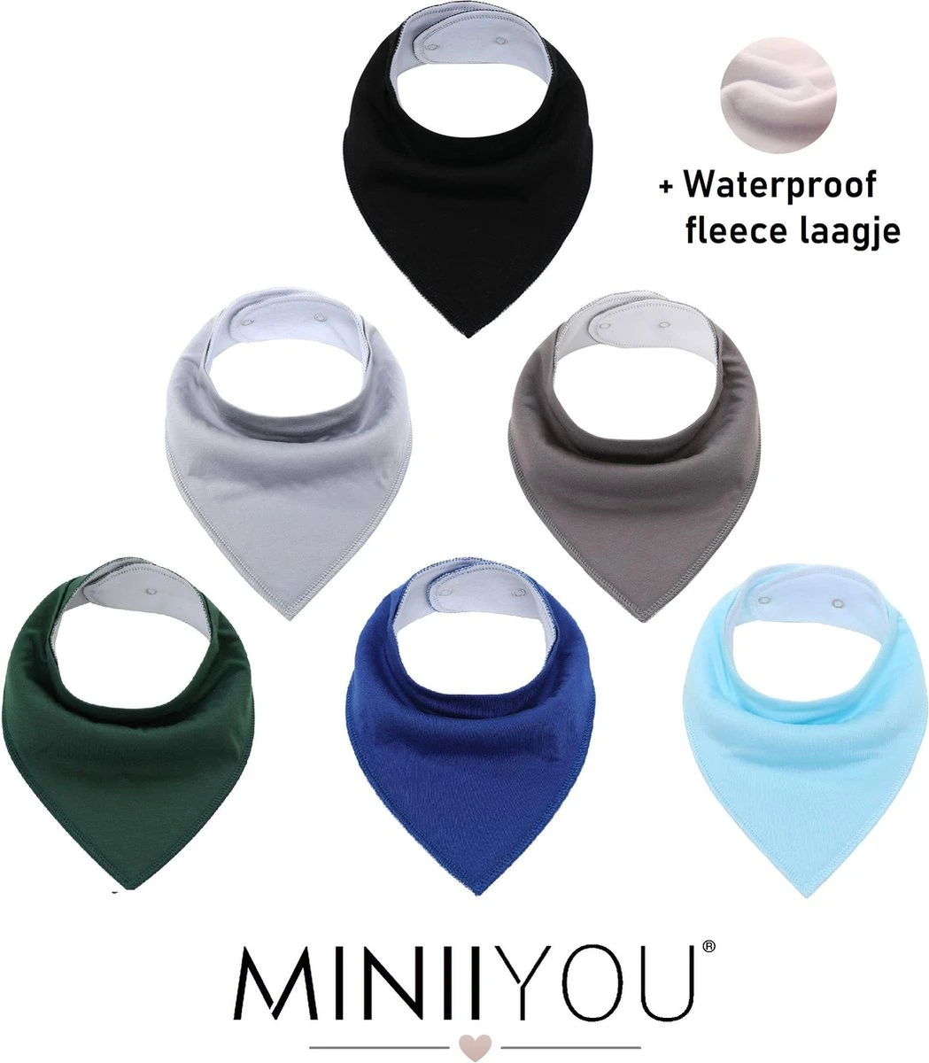 6 Stuks Bandana Slabbetjes Met Fleece Laag - Baby Blauw Groen Grijs 3 6 Stuks Bandana Slabbetjes Met Fleece Laag - Baby Blauw Groen Grijs