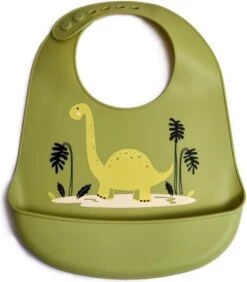 Telano® Slabbetje Met Opvangbakje Dino - Siliconen Slabber Baby Peuter - Verstelbaar En Waterproof - Kraamcadeau - Dinosaurus