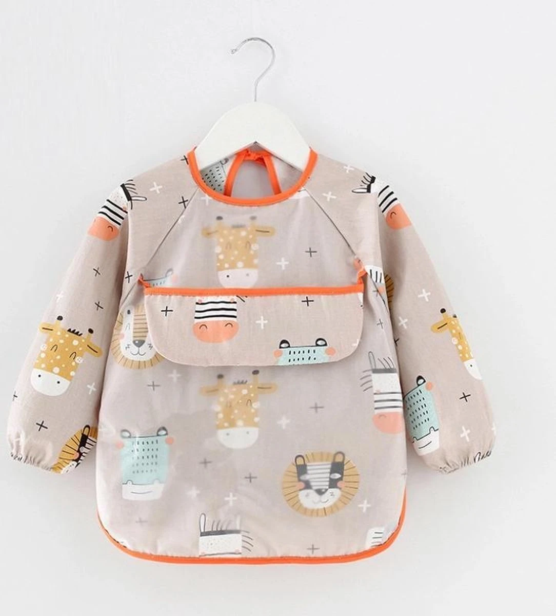 Slabbetje Lange Mouwen Met Opvangbak Jongens - Leeuw - 12-36 Maanden - Katoenen Mouwen Met Kunststof Voorzijde - Lange Mouwen Slabber 3 Slabbetje Lange Mouwen Met Opvangbak Jongens - Leeuw - 12-36 Maanden - Katoenen Mouwen Met Kunststof Voorzijde - Lange Mouwen Slabber