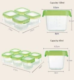 Fiorire Babyvoeding Bewaarbakjes Met 2 Gratis Lepels - BPA Vrij - Diepvriesbakjes - 4 X 120 Ml - 6 X 60 Ml -Zuigelingenvoeding 1111x1200 7