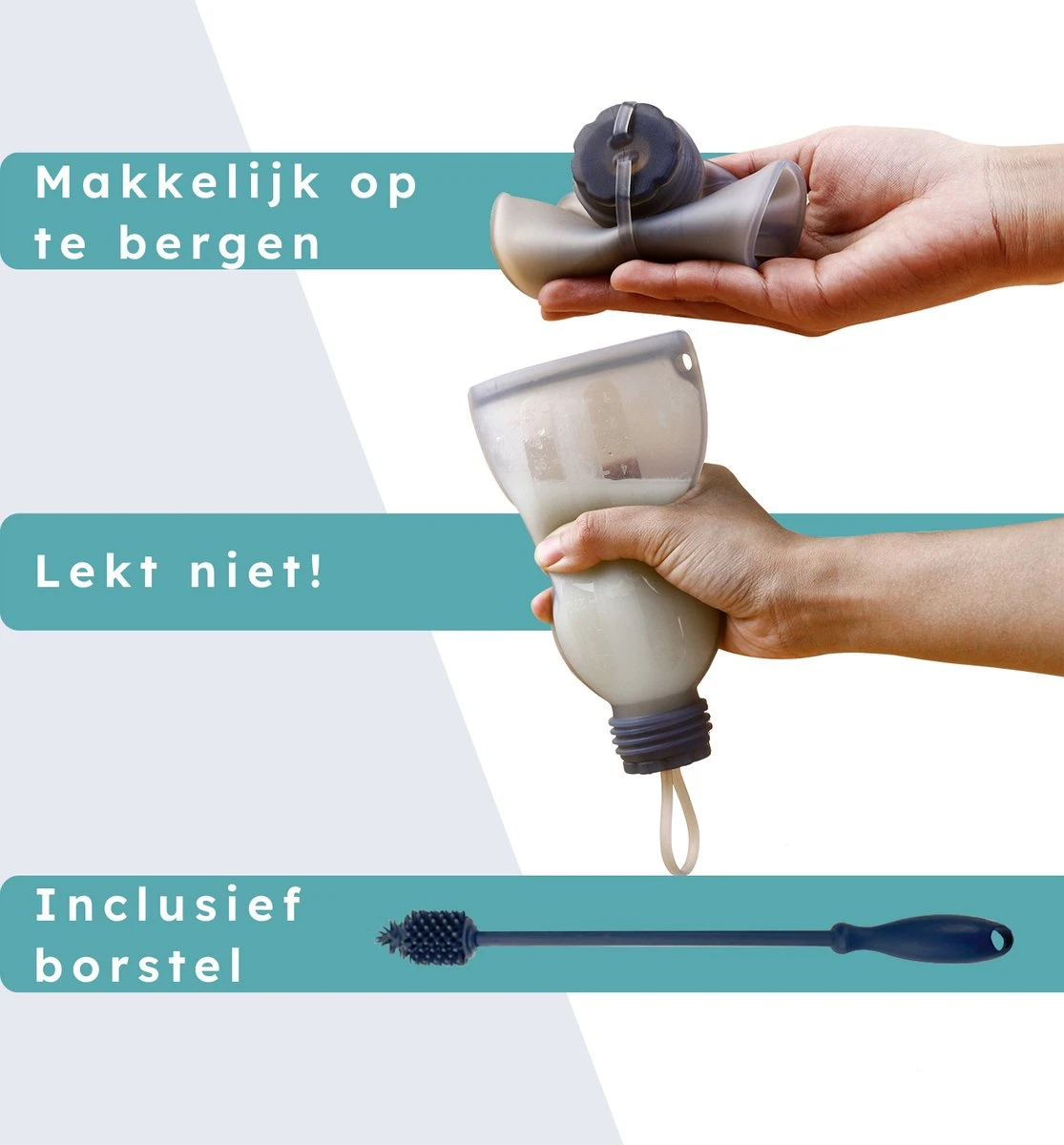 Moedermelk Bewaarzakjes – Herbruikbaar – Met Flessenborstel - Moedermelkflesjes Borstkolf - 3 Stuks X 250 ML - BPA Vrij 4 Moedermelk Bewaarzakjes – Herbruikbaar – Met Flessenborstel - Moedermelkflesjes Borstkolf - 3 Stuks X 250 ML - BPA Vrij - Afbeelding 2