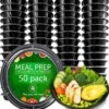 Buxibo - Ronde Maaltijd Meal Prep Containers - Bakjes Rond Met Deksel - Inhoud 900ml - Herbruikbaar Plastic Kunststof - 50 Salade Bakjes - Lunchbox - Diepvriesbakjes - Magnetron Vaatwasser Bestendig - Vershoudbakjes - Plastic Bakjes -Zuigelingenvoeding 1119x1200 2