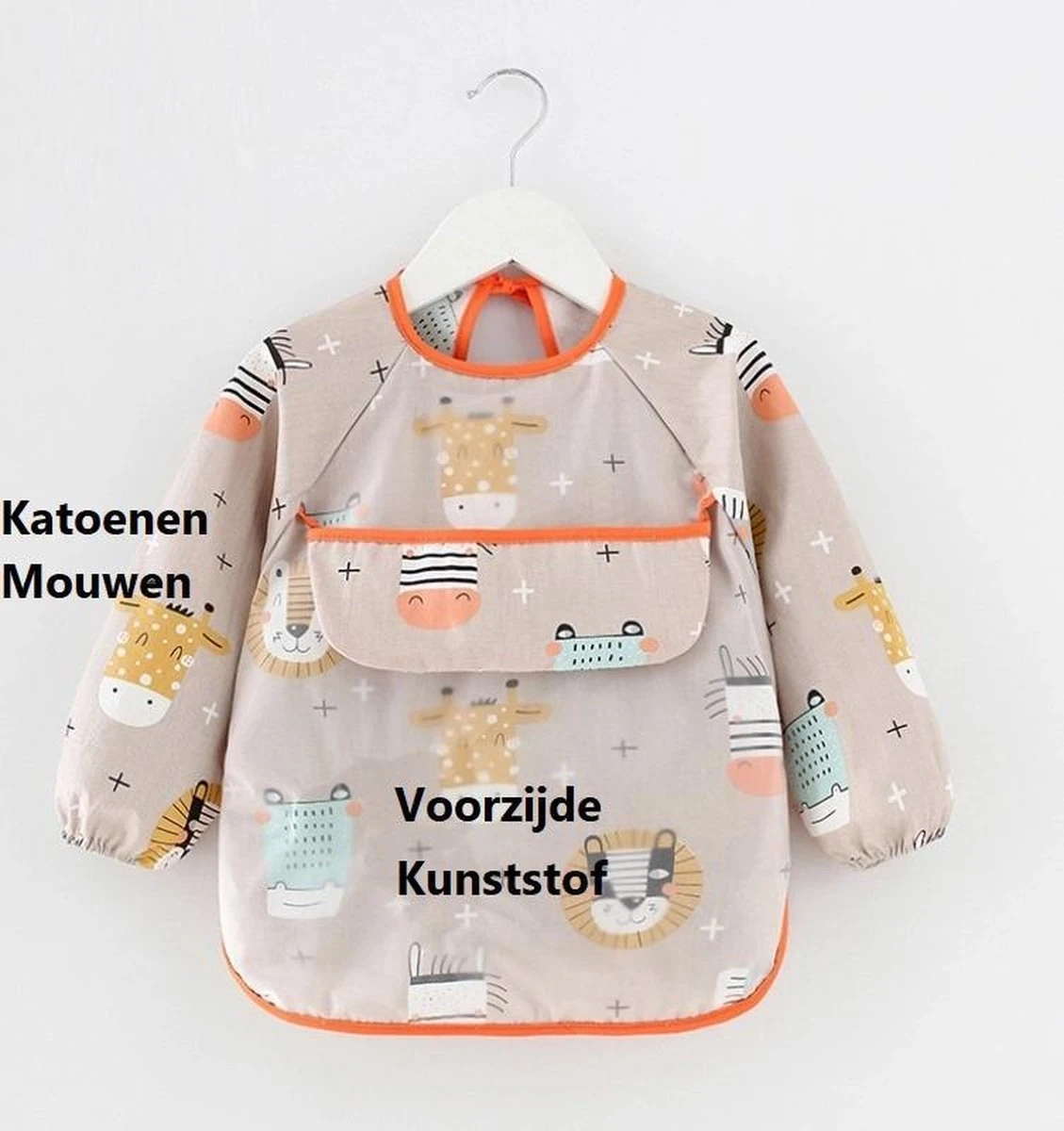 Slabbetje Lange Mouwen Met Opvangbak Jongens - Leeuw - 12-36 Maanden - Katoenen Mouwen Met Kunststof Voorzijde - Lange Mouwen Slabber 4 Slabbetje Lange Mouwen Met Opvangbak Jongens - Leeuw - 12-36 Maanden - Katoenen Mouwen Met Kunststof Voorzijde - Lange Mouwen Slabber - Afbeelding 2