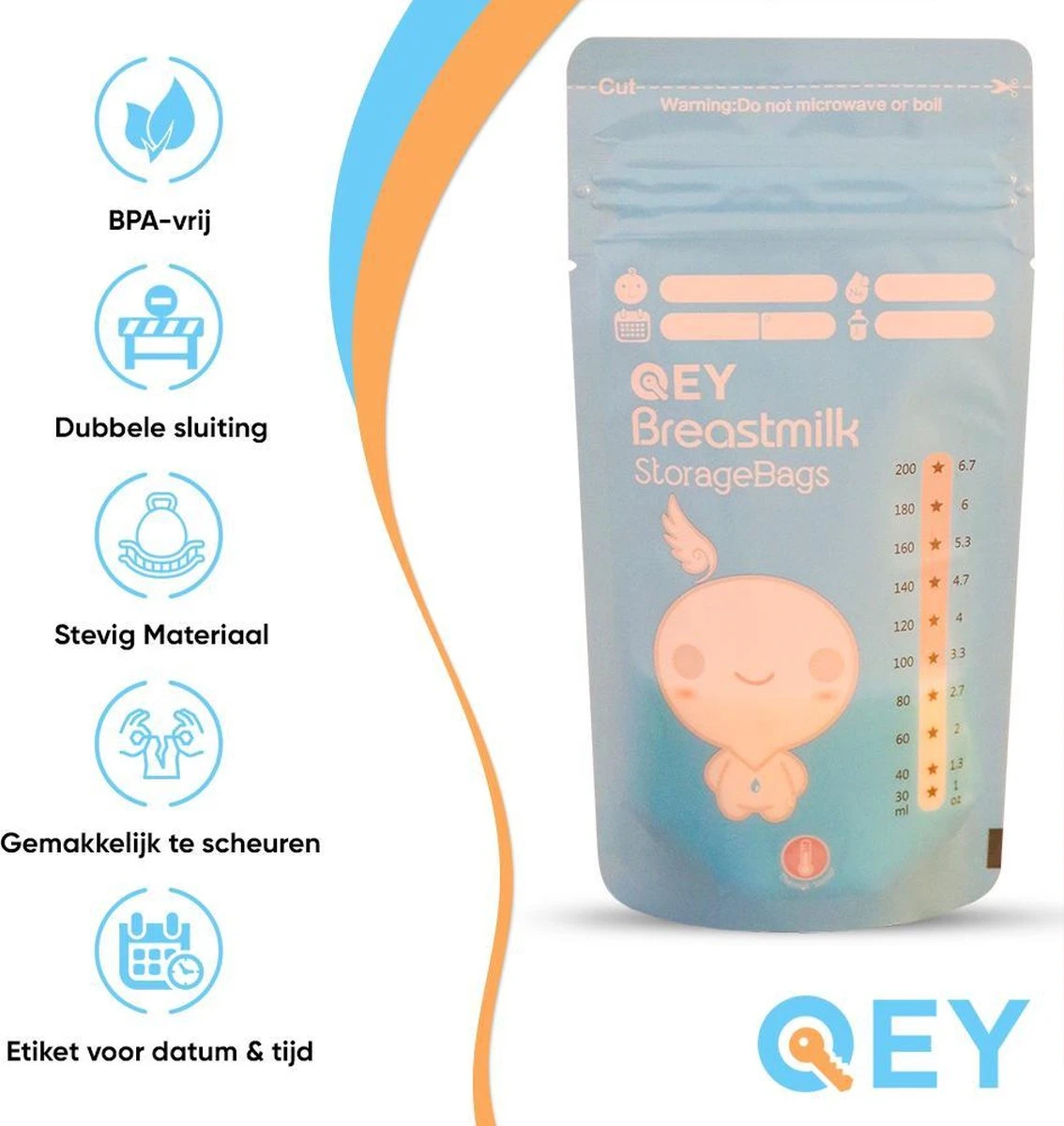 120 Stuks - Moedermelk Bewaarzakjes - Borstvoeding Zakjes - QEY (BPA Vrij) 8 120 Stuks - Moedermelk Bewaarzakjes - Borstvoeding Zakjes - QEY (BPA Vrij) - Afbeelding 6