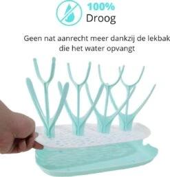 Flessen Droogrek Inclusief Borstelset - Afdruiprek Babyflessen Met Flessenborstels - Flessendroogrek Met Lekbak - Mint -Zuigelingenvoeding 1147x1200 1