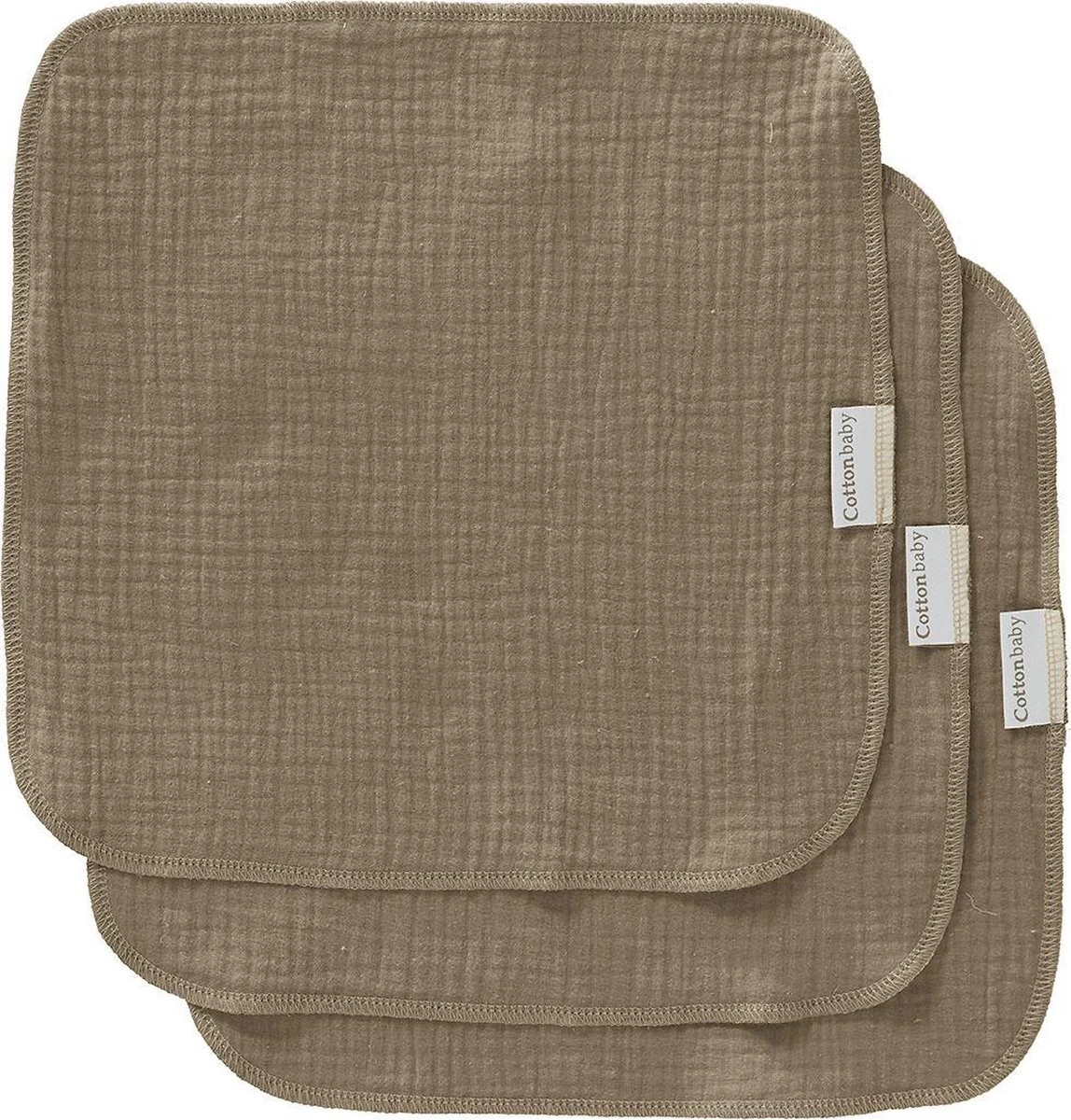 Cottonbaby - Spuugdoekjes - Taupe - Per Set Van 3 Stuks 3 Cottonbaby - Spuugdoekjes - Taupe - Per Set Van 3 Stuks