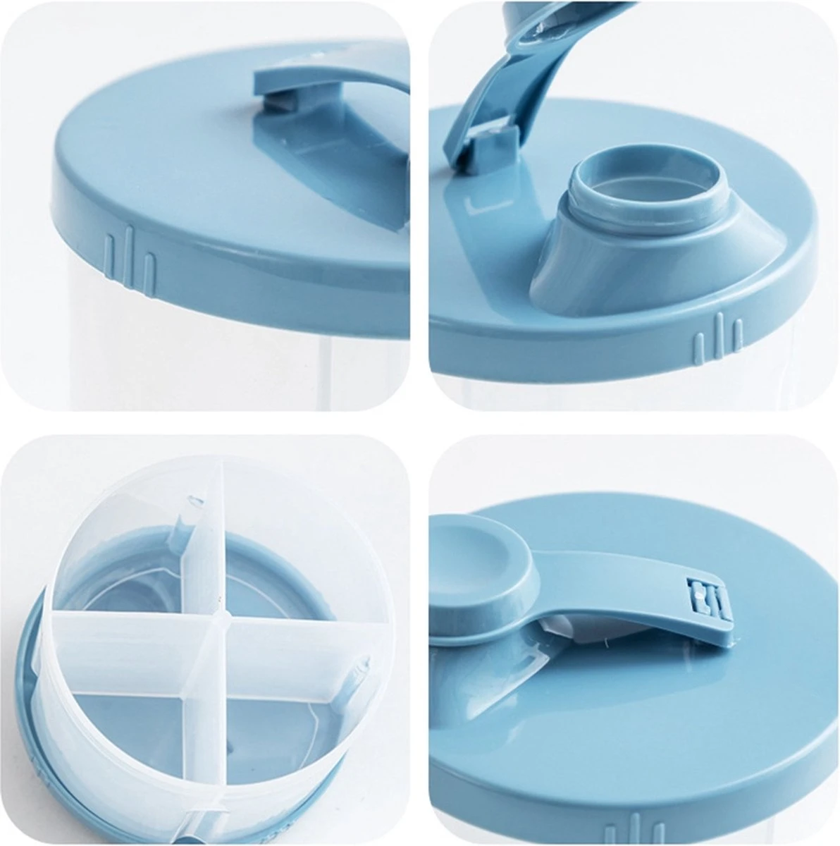 Without Lemon - Baby Melkpoeder Doseer Box - Voeding Bewaardoos - Schenkdop - 4 Compartimenten - Blauw 4 Without Lemon - Baby Melkpoeder Doseer Box - Voeding Bewaardoos - Schenkdop - 4 Compartimenten - Blauw - Afbeelding 2