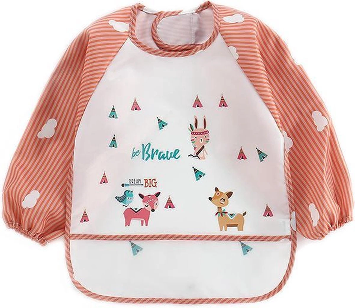 2 Stuks - Slabbetjes Lange Mouwen Met Opvangbak - Kat & Hert - 1-3 Jaar 4 2 Stuks - Slabbetjes Lange Mouwen Met Opvangbak - Kat & Hert - 1-3 Jaar - Afbeelding 2