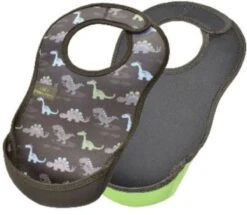 Bibetta Slabbetje - Dinosaurus - Grijs - 2-pack