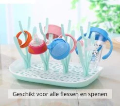 Flessen Droogrek Inclusief Borstelset - Afdruiprek Babyflessen Met Flessenborstels - Flessendroogrek Met Lekbak - Mint -Zuigelingenvoeding 1200x1058 2