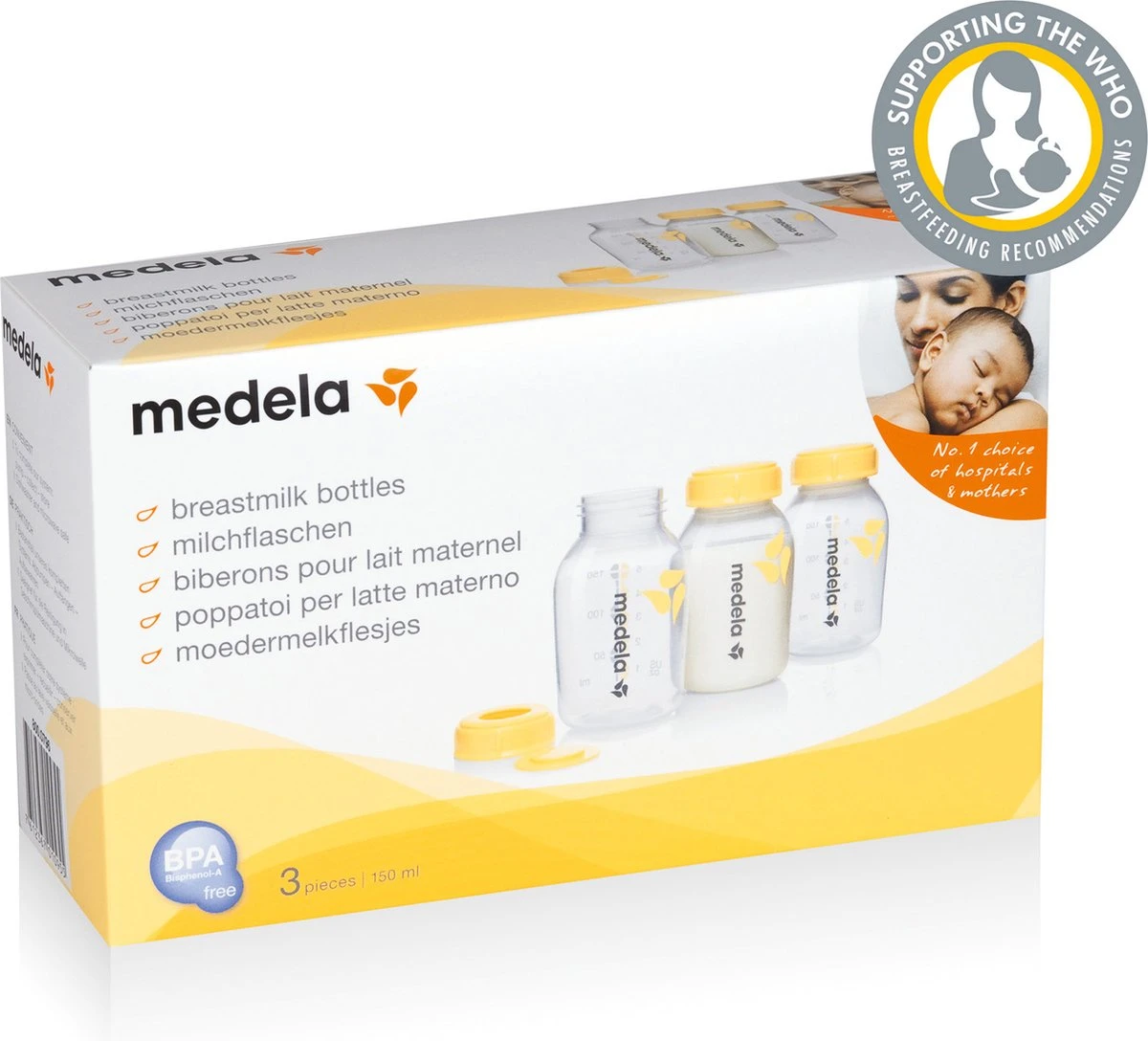 Medela Moedermelkflesje Afkolven Bewaren Invriezen Voeden Medela Fles - 150 Ml - 3 Stuks 6 Medela Moedermelkflesje Afkolven Bewaren Invriezen Voeden Medela Fles - 150 Ml - 3 Stuks - Afbeelding 4