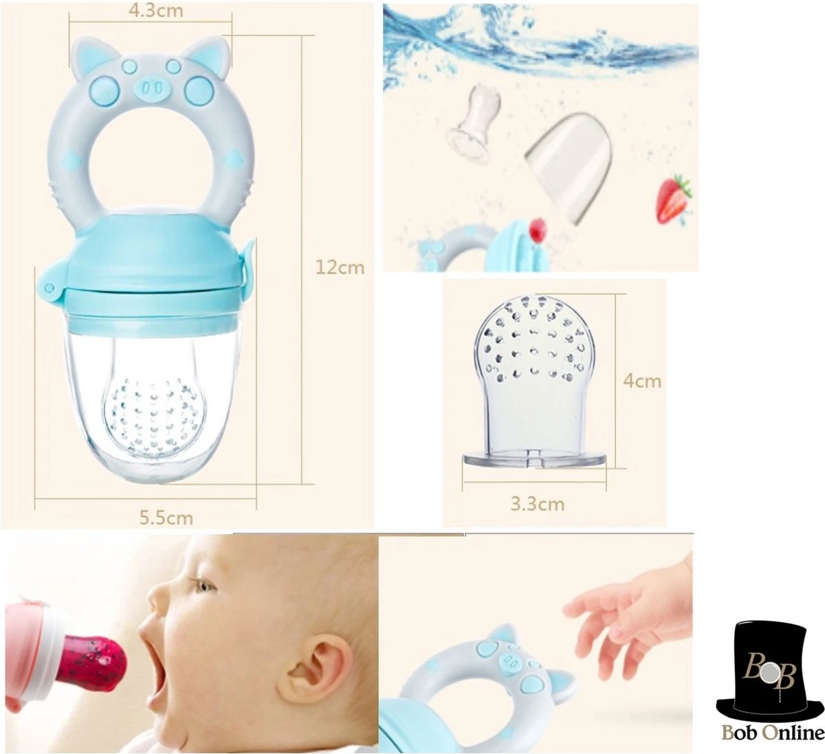 Bob Online ™ - Groen Baby Fruitspeen En Bijtring In- Een Met Medium Speen - Fruitzuiger – Groen Fruit Fopspeen Voorkomt Verstikking - Kinderbestek - Babyvoeding - Fruitspeen - Babyspeen Voor Groenten En Fruit – Green Baby Fruit Pacifier 4 Bob Online ™ - Groen Baby Fruitspeen En Bijtring In- Een Met Medium Speen - Fruitzuiger – Groen Fruit Fopspeen Voorkomt Verstikking - Kinderbestek - Babyvoeding - Fruitspeen - Babyspeen Voor Groenten En Fruit – Green Baby Fruit Pacifier - Afbeelding 2