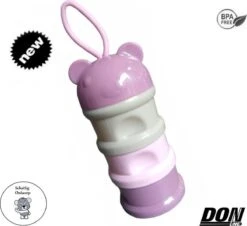 Merkloos Roze Beer - Melkpoeder Doseerdoosje - Baby Melkpoedertoren - Poedertoren - Melkpoeder Toren - Babypoeder Bewaarbakje - Reisbox - Melkpoeder Dispenser - Melkpoeder Toren Baby - Baby Milk Powder Tower - Milk Powder Dispenser – PBA Vrij