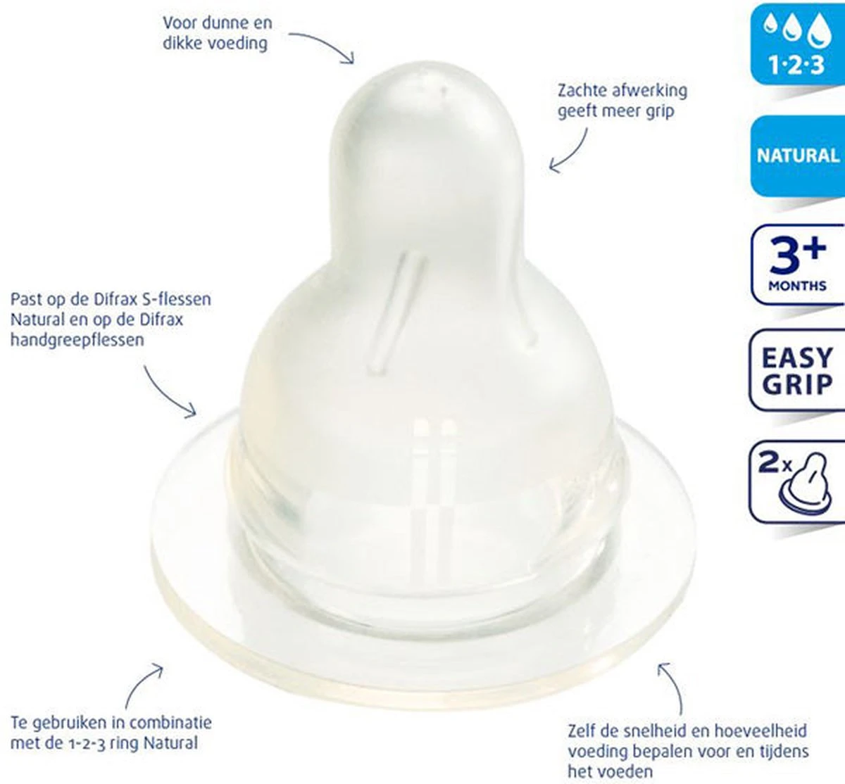 Difrax 1-2-3 Doseerspeen Natural - 2st 14 Difrax 1-2-3 Doseerspeen Natural - 2st - Afbeelding 12
