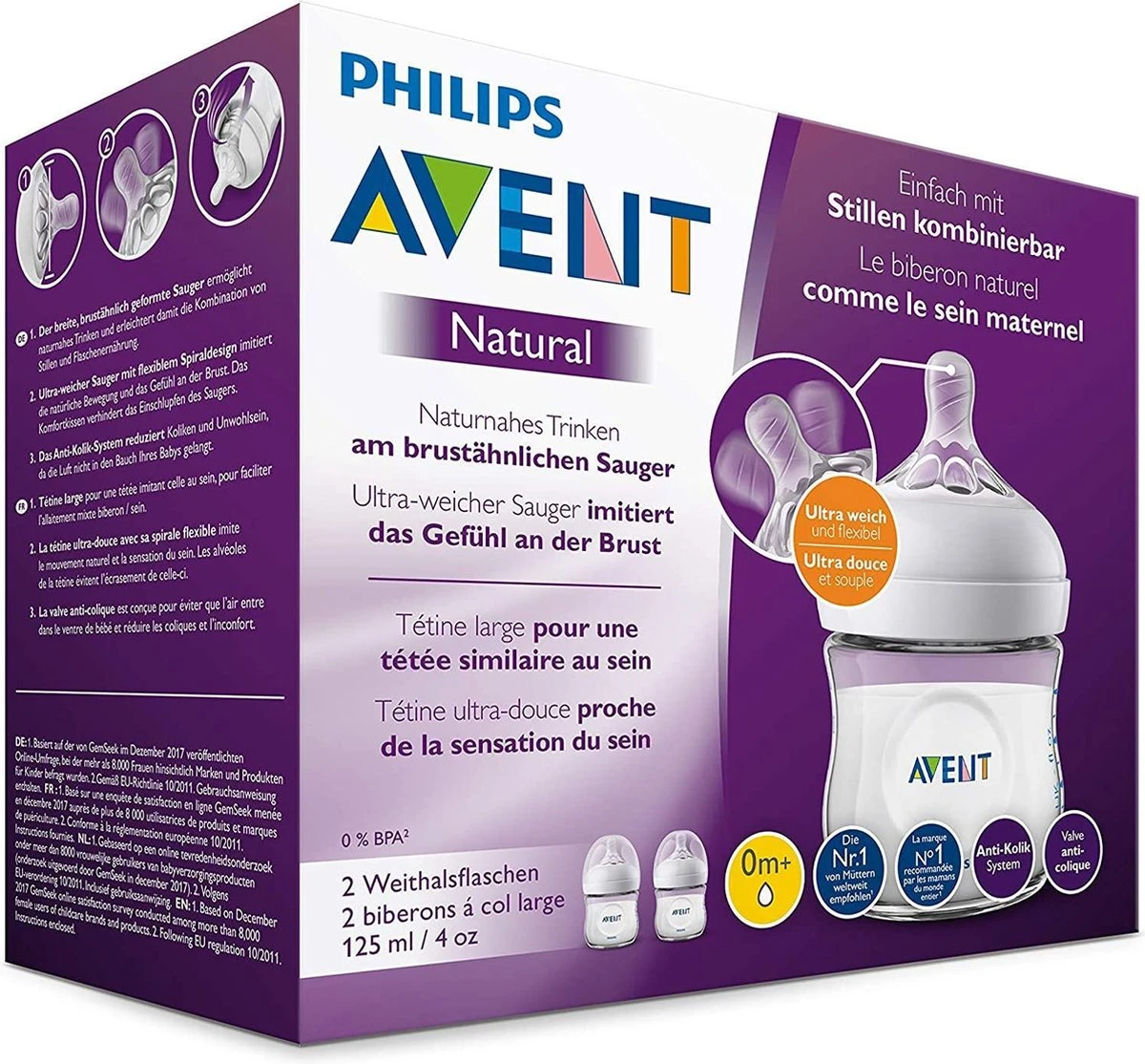 Philips Avent Natural Babyfles – SCF030/27 Babyfles (0m+) Voor Langzame Toevoer – 2 Stuks 14 Philips Avent Natural Babyfles – SCF030/27 Babyfles (0m+) Voor Langzame Toevoer – 2 Stuks - Afbeelding 12