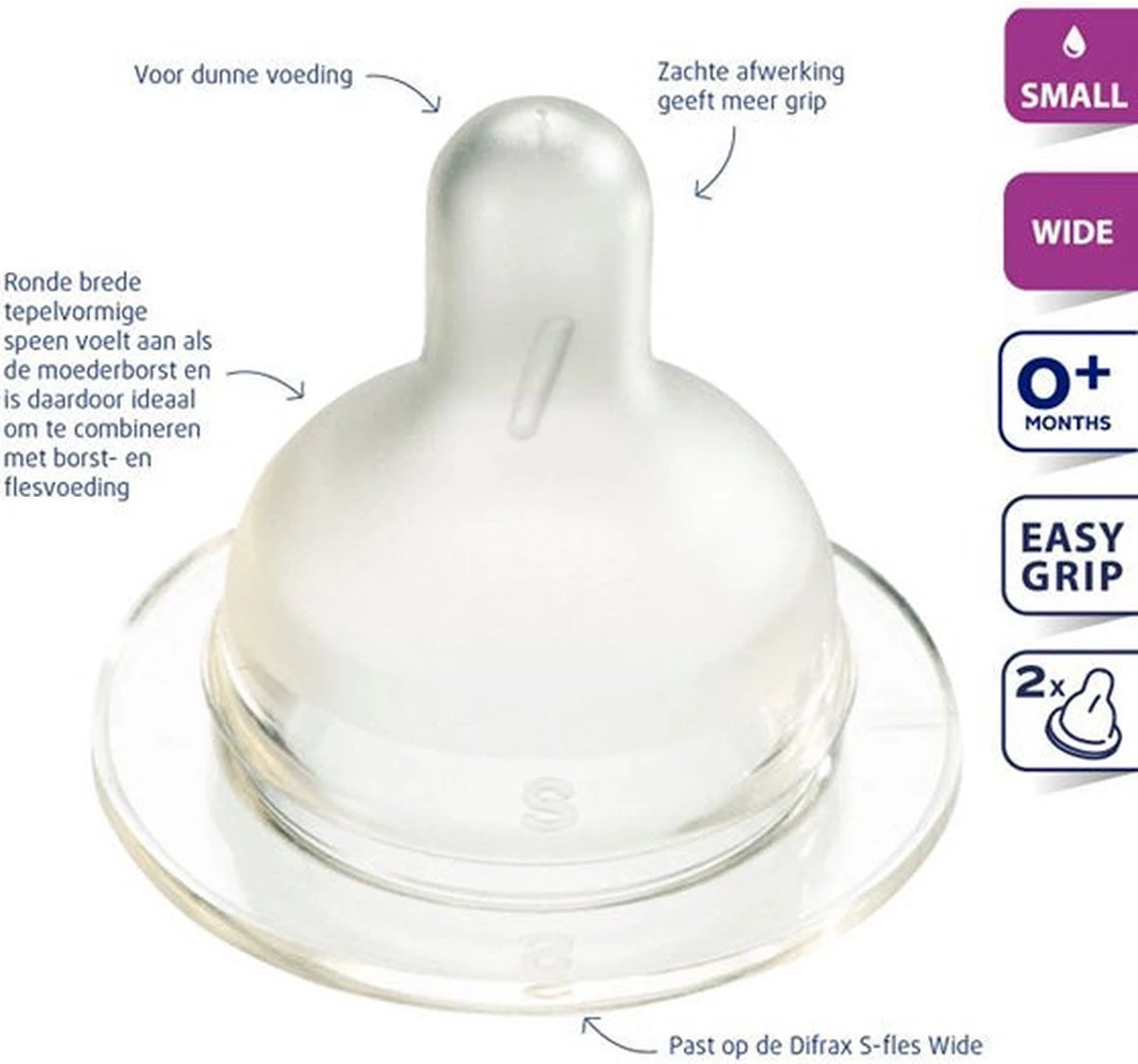 Difrax Flessenspeen Wide Voor Brede Babyflessen - Maat Small - 2 Stuks 14 Difrax Flessenspeen Wide Voor Brede Babyflessen - Maat Small - 2 Stuks - Afbeelding 12