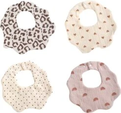 4 Stuks - Hydrofiele Slabbetjes Bloemvorm - 6 Laags - Hartjes Regenboog