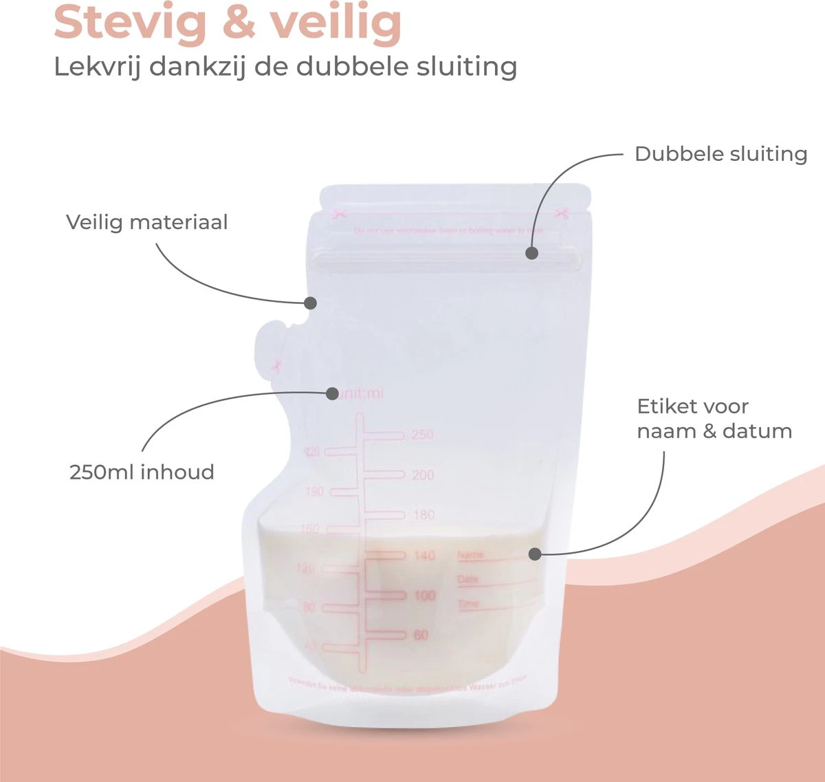 Nuvance - Moedermelk Bewaarzakjes - Borstvoeding Zakjes - 100 Stuks - 250ml - BPA Vrij - Dubbele Sluiting 7 Nuvance - Moedermelk Bewaarzakjes - Borstvoeding Zakjes - 100 Stuks - 250ml - BPA Vrij - Dubbele Sluiting - Afbeelding 5