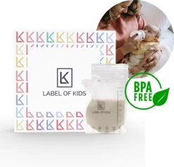 Label Of Kids - Moedermelk Bewaarzakjes - Borstvoeding Bewaarzakje - Met Schenktuit - 200 Ml - BPA Vrij - 120 Stuks - Zoogcompressen -Zuigelingenvoeding 1200x1151