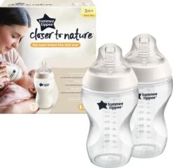 Tommee Tippee Closer To Nature - Baby Zuigflessen - Doorzichtig - 340ml - Pak Van 2 -Zuigelingenvoeding 1200x1164 1