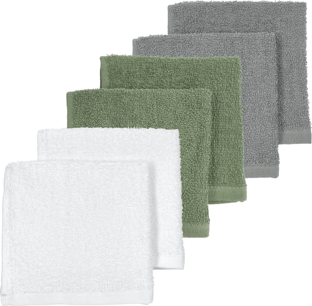 Meyco Basic Badstof Spuugdoekjes 6-pack - Wit/Forest Green/Grijs - 30x30cm 3 Meyco Basic Badstof Spuugdoekjes 6-pack - Wit/Forest Green/Grijs - 30x30cm