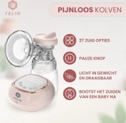 Felin Borstkolf - Dubbele Elektrische Kolf - Oplaadbare Accu - Inclusief 2x180 Ml Babyfles, Speen & E-Book -Zuigelingenvoeding 1200x1177 5