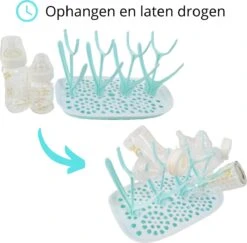 Flessen Droogrek Inclusief Borstelset - Afdruiprek Babyflessen Met Flessenborstels - Flessendroogrek Met Lekbak - Mint -Zuigelingenvoeding 1200x1179 1