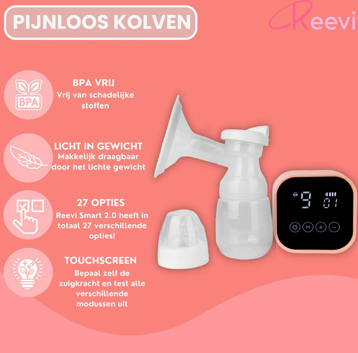 Reevi Care Borstkolf - Dubbele Elektrische Kolf - Oplaadbare Accu - Handsfree & Draagbaar - Inclusief 2x180 Ml Babyfles, Speen & Melkmoederbewaarzakjes 50x 5 Reevi Care Borstkolf - Dubbele Elektrische Kolf - Oplaadbare Accu - Handsfree & Draagbaar - Inclusief 2x180 Ml Babyfles, Speen & Melkmoederbewaarzakjes 50x - Afbeelding 3