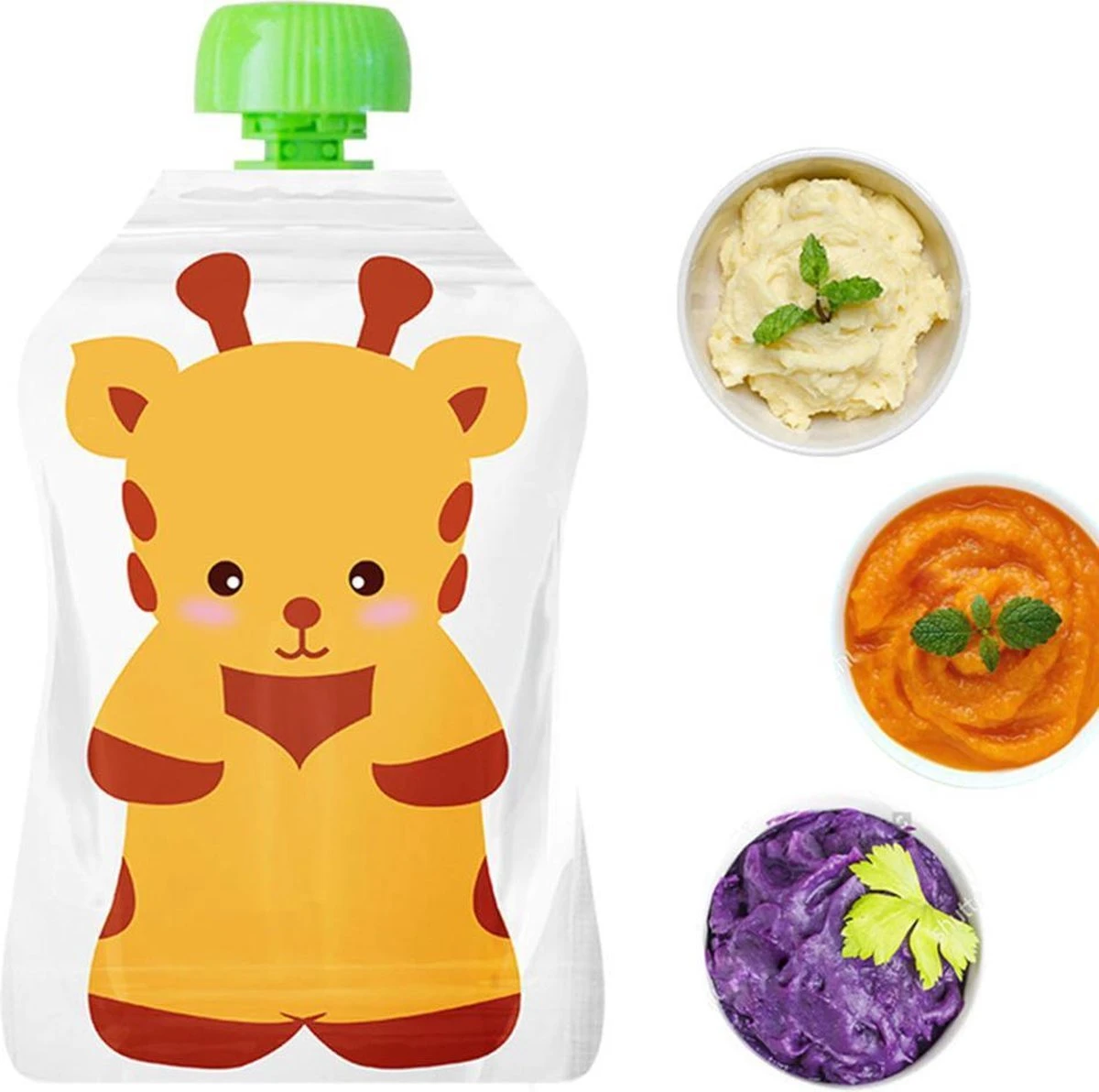 GEAR 3000® Hervulbare Knijpzakjes - Herbruikbaar - Knijpfruit - 4 Stuks Assorti 4 GEAR 3000® Hervulbare Knijpzakjes - Herbruikbaar - Knijpfruit - 4 Stuks Assorti - Afbeelding 2