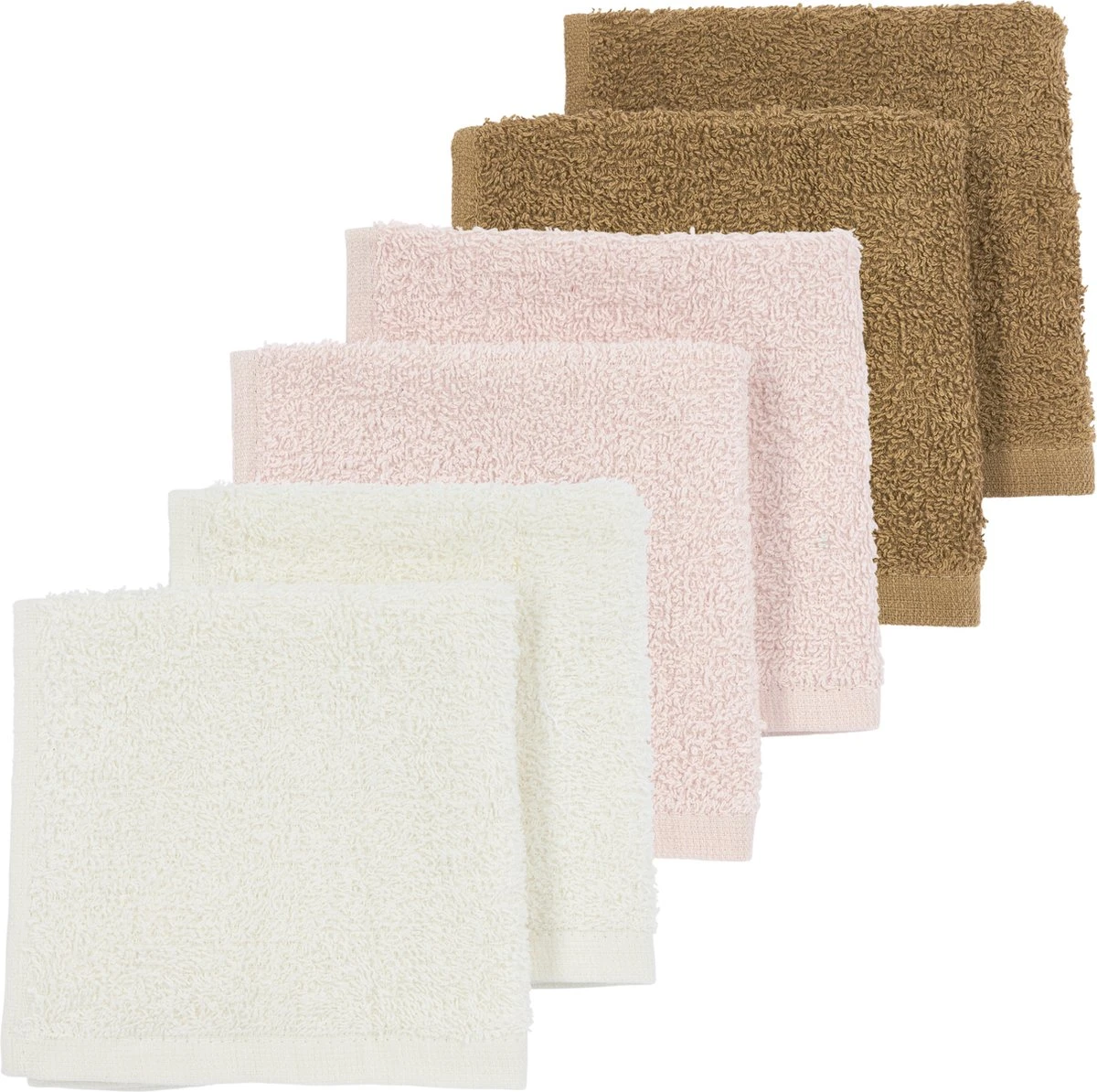 Meyco Uni Spuugdoekjes - 6-pack - Badstof - Offwhite/soft Pink/toffee - 30x30cm 3 Meyco Uni Spuugdoekjes - 6-pack - Badstof - Offwhite/soft Pink/toffee - 30x30cm