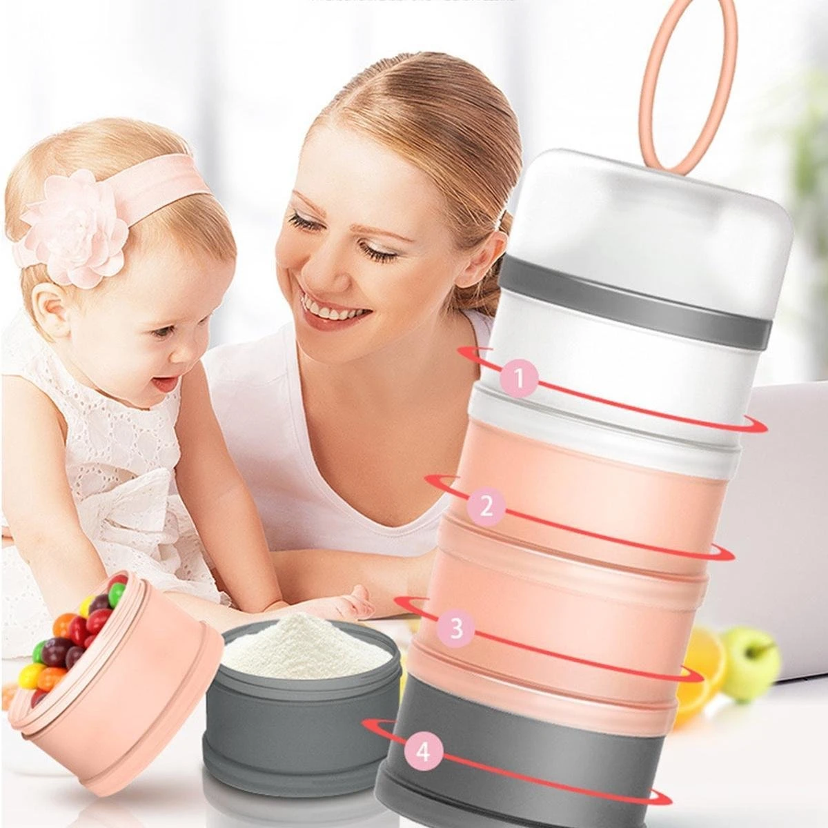 Merkloos Melkpoeder Toren - Melkpoeder Doseerdoosjes - Babyvoeding - Bewaarbakjes - Schenktuit - BPA Vrij - Meenemen En Bewaren - Dispenser - Melkpoeder - Snacks - 4 Laags - Family Favorites - Kraamcadeau - ROZE 5 Merkloos Melkpoeder Toren - Melkpoeder Doseerdoosjes - Babyvoeding - Bewaarbakjes - Schenktuit - BPA Vrij - Meenemen En Bewaren - Dispenser - Melkpoeder - Snacks - 4 Laags - Family Favorites - Kraamcadeau - ROZE - Afbeelding 3