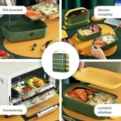 Buxibo - Multifunctionele Stapelbare Lunch Box - Bento Box - Lekvrije Voedsel Container Met Handvat - 4-Laags - Anti - Overflow - Geïsoleerde Maaltijd Box Voor Werk/Kantoor/School - Roestvrijstaal - Groen - 2800ML 21 Buxibo - Multifunctionele Stapelbare Lunch Box - Bento Box - Lekvrije Voedsel Container Met Handvat - 4-Laags - Anti - Overflow - Geïsoleerde Maaltijd Box Voor Werk/Kantoor/School - Roestvrijstaal - Groen - 2800ML -Zuigelingenvoeding 1200x1200 1034