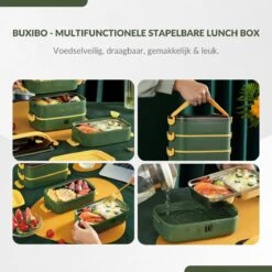 Buxibo - Multifunctionele Stapelbare Lunch Box - Bento Box - Lekvrije Voedsel Container Met Handvat - 4-Laags - Anti - Overflow - Geïsoleerde Maaltijd Box Voor Werk/Kantoor/School - Roestvrijstaal - Groen - 2800ML 22 Buxibo - Multifunctionele Stapelbare Lunch Box - Bento Box - Lekvrije Voedsel Container Met Handvat - 4-Laags - Anti - Overflow - Geïsoleerde Maaltijd Box Voor Werk/Kantoor/School - Roestvrijstaal - Groen - 2800ML -Zuigelingenvoeding 1200x1200 1035