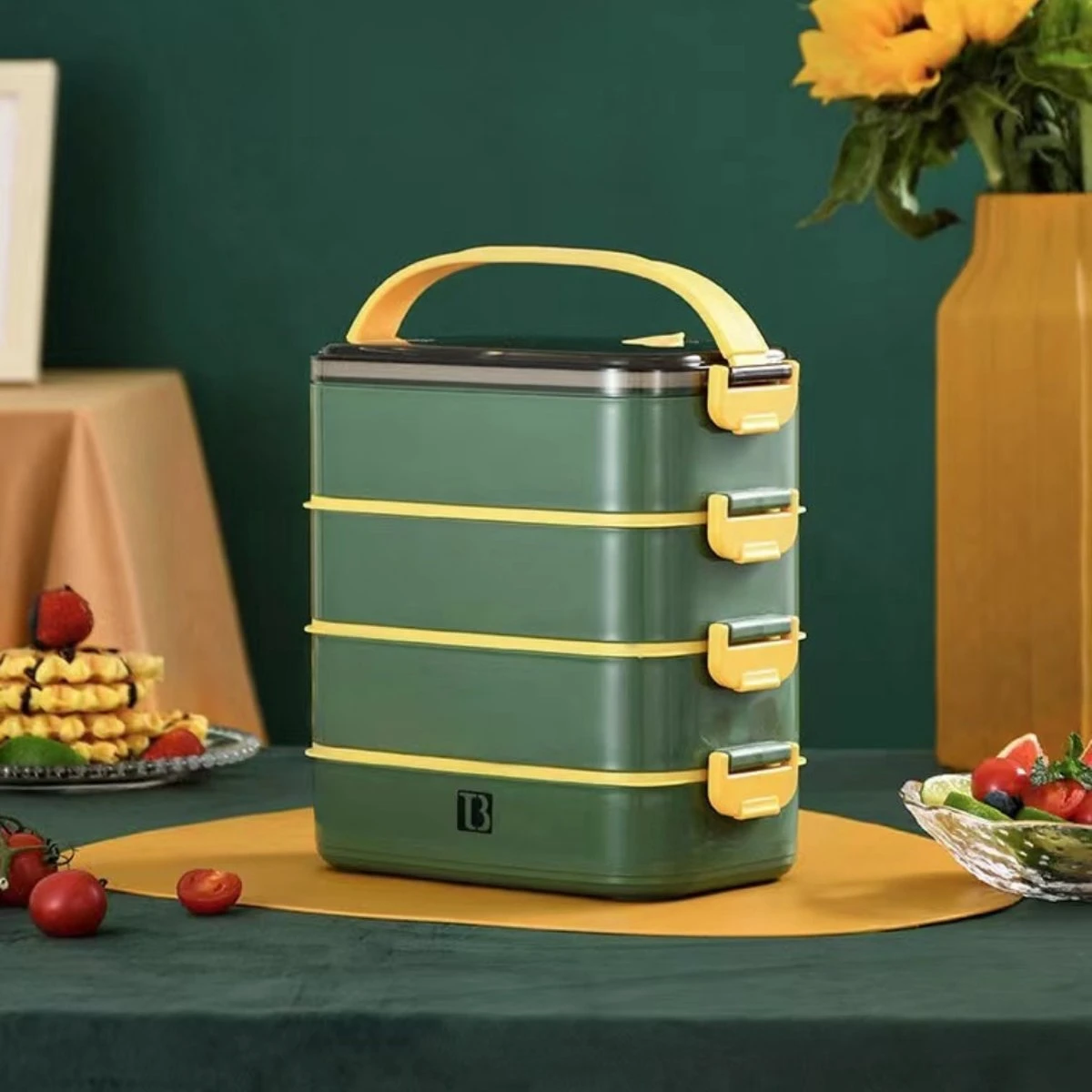 Buxibo - Multifunctionele Stapelbare Lunch Box - Bento Box - Lekvrije Voedsel Container Met Handvat - 4-Laags - Anti - Overflow - Geïsoleerde Maaltijd Box Voor Werk/Kantoor/School - Roestvrijstaal - Groen - 2800ML 8 Buxibo - Multifunctionele Stapelbare Lunch Box - Bento Box - Lekvrije Voedsel Container Met Handvat - 4-Laags - Anti - Overflow - Geïsoleerde Maaltijd Box Voor Werk/Kantoor/School - Roestvrijstaal - Groen - 2800ML - Afbeelding 6