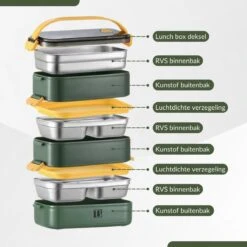 Buxibo - Multifunctionele Stapelbare Lunch Box - Bento Box - Lekvrije Voedsel Container Met Handvat - 4-Laags - Anti - Overflow - Geïsoleerde Maaltijd Box Voor Werk/Kantoor/School - Roestvrijstaal - Groen - 2800ML 28 Buxibo - Multifunctionele Stapelbare Lunch Box - Bento Box - Lekvrije Voedsel Container Met Handvat - 4-Laags - Anti - Overflow - Geïsoleerde Maaltijd Box Voor Werk/Kantoor/School - Roestvrijstaal - Groen - 2800ML -Zuigelingenvoeding 1200x1200 1041