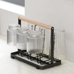 Flessenrek - Droogrek Babyfles - Flessen Rek Baby - Flessendroogrek - Afdruiprek - Afwasrek - Flessenrekje - Lekbak - Égouttoir - Zwart Met Houten Handvat - Vetalo -Zuigelingenvoeding 1200x1200 298