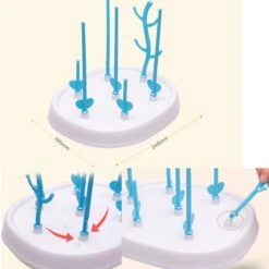 Merkloos Babyfles Droogrek - Flessen Droogrek - Afdruiprek Met Lekbak - Afwasrek - Baby Flesjes Droogrek - Flessenrek - Kraamcadeau - Baby Cadeau - Blauw -Zuigelingenvoeding 1200x1200 301