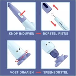Baby Flessenborstel - Flessenreiniger - Flessenborstel Siliconen - Flesvoedingsaccessoires - BPA Vrij - Blauw - 3 In 1 -Zuigelingenvoeding 1200x1200 327