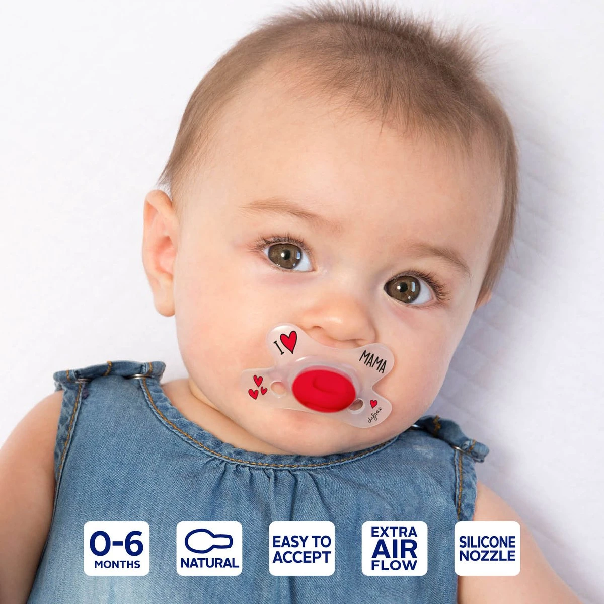 Difrax Fopspeen 0-6 Maanden Natural Speen - I Love Mama - Rood/Wit - 2 Stuks 7 Difrax Fopspeen 0-6 Maanden Natural Speen - I Love Mama - Rood/Wit - 2 Stuks - Afbeelding 5