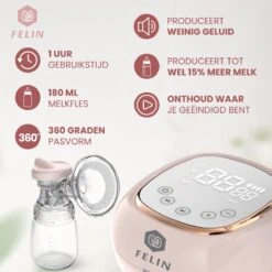 Felin Borstkolf - Dubbele Elektrische Kolf - Oplaadbare Accu - Inclusief 2x180 Ml Babyfles, Speen & E-Book -Zuigelingenvoeding 1200x1200 726