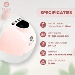 Felin Handsfree Borstkolf - Dubbele Draadloze Elektrische Borstkolf - Inclusief 30 Moedermelk Bewaarzakjes, 3 Maten Borstschildverkleiners & E-Book 19 Felin Handsfree Borstkolf - Dubbele Draadloze Elektrische Borstkolf - Inclusief 30 Moedermelk Bewaarzakjes, 3 Maten Borstschildverkleiners & E-Book -Zuigelingenvoeding 1200x1200 734