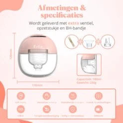 Evite Elektrische Draadloze Borstkolf – Handsfree & Draagbaar – BPA-Vrij – Dubbele Borstkolf – Met E-Book - Roze -Zuigelingenvoeding 1200x1200 742