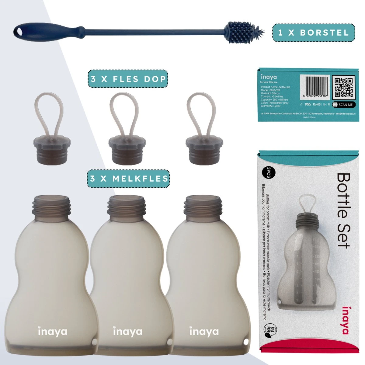 Moedermelk Bewaarzakjes – Herbruikbaar – Met Flessenborstel - Moedermelkflesjes Borstkolf - 3 Stuks X 250 ML - BPA Vrij 10 Moedermelk Bewaarzakjes – Herbruikbaar – Met Flessenborstel - Moedermelkflesjes Borstkolf - 3 Stuks X 250 ML - BPA Vrij - Afbeelding 8