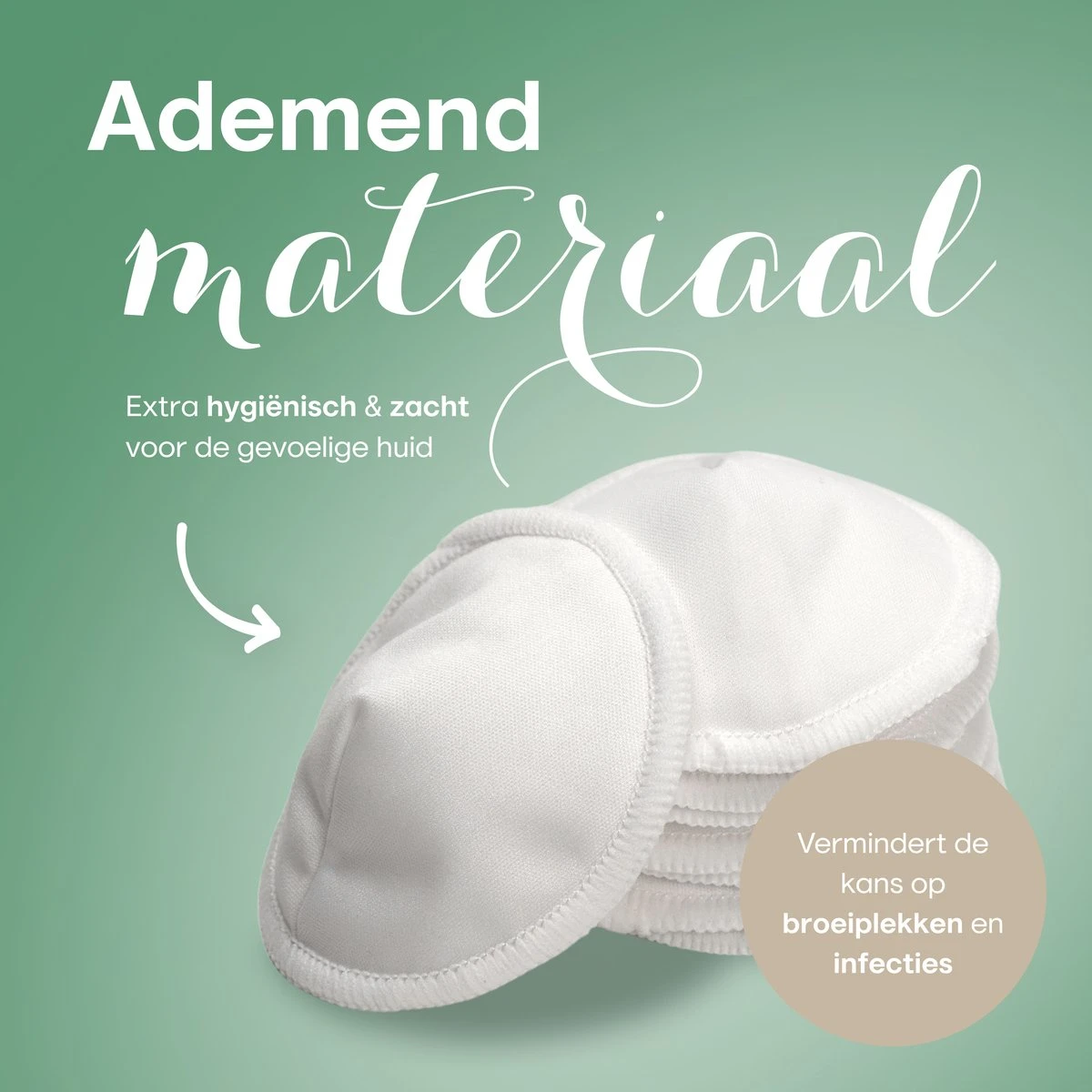 Wasbare Zoogcompressen - Cup B T/m E - Herbruikbare Borstcompressen Wasbaar - Inclusief Waszak&Opbergetui - 16 Stuks - Wit & Groen 4 Wasbare Zoogcompressen - Cup B T/m E - Herbruikbare Borstcompressen Wasbaar - Inclusief Waszak&Opbergetui - 16 Stuks - Wit & Groen - Afbeelding 2